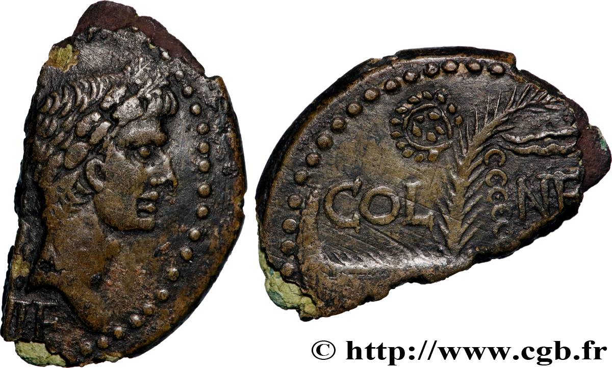 NEMAUSUS - NÎMES Dupondius COL NEM (as), coupé en deux BB