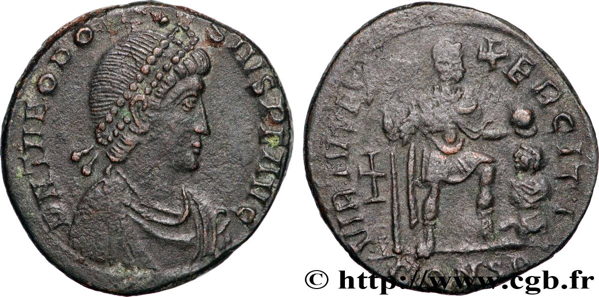 THEODOSIUS I Maiorina pecunia, (MB, Æ 2) AU/XF
