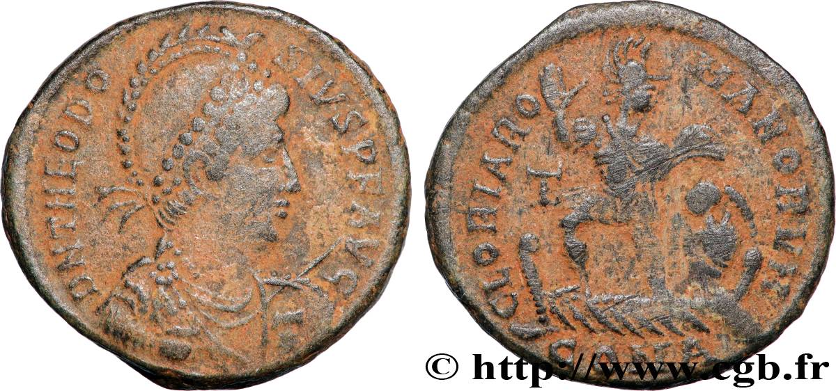 TEODOSIO I Maiorina pecunia, (MB, Æ 2) BC+/MBC