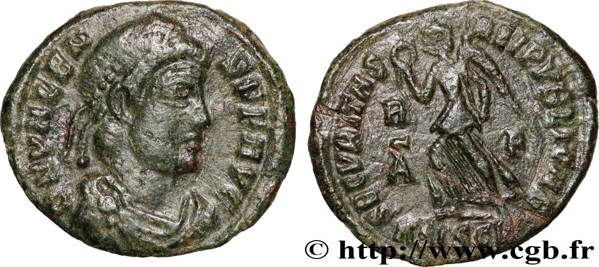 VALENS Nummus, (PB, Æ 3) XF