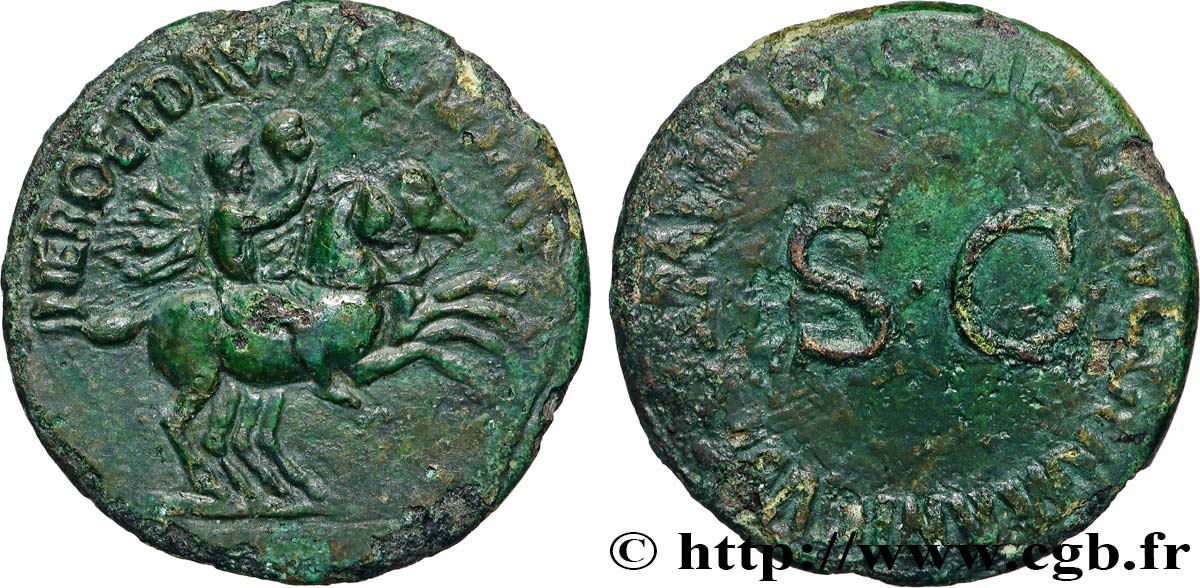 NÉRON ET DRUSUS CÉSARS  Dupondius TB+