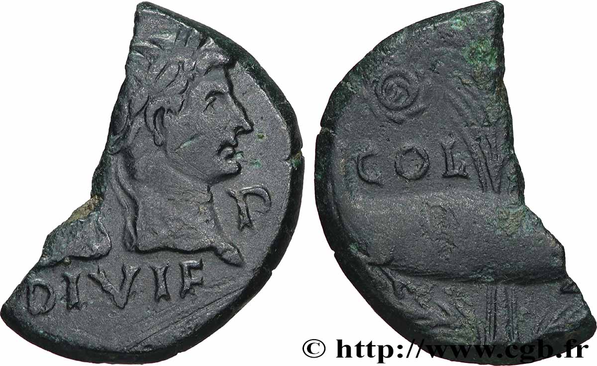 NEMAUSUS - NÎMES - AUGUSTE et AGRIPPA Dupondius COL NEM (as), coupé TTB