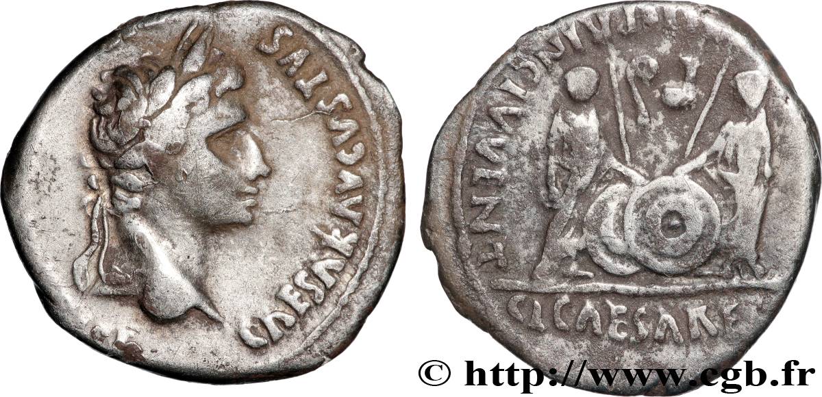 AUGUSTUS, CAIUS and LUCIUS Denier XF
