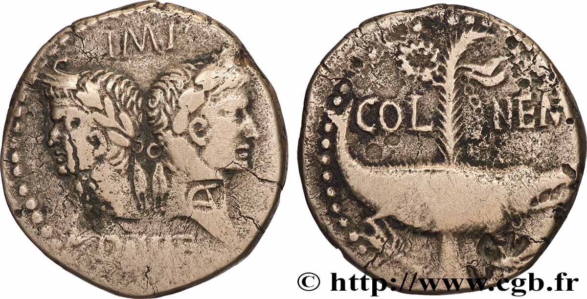 AUGUSTE et AGRIPPA Dupondius COL NEM (as) XF