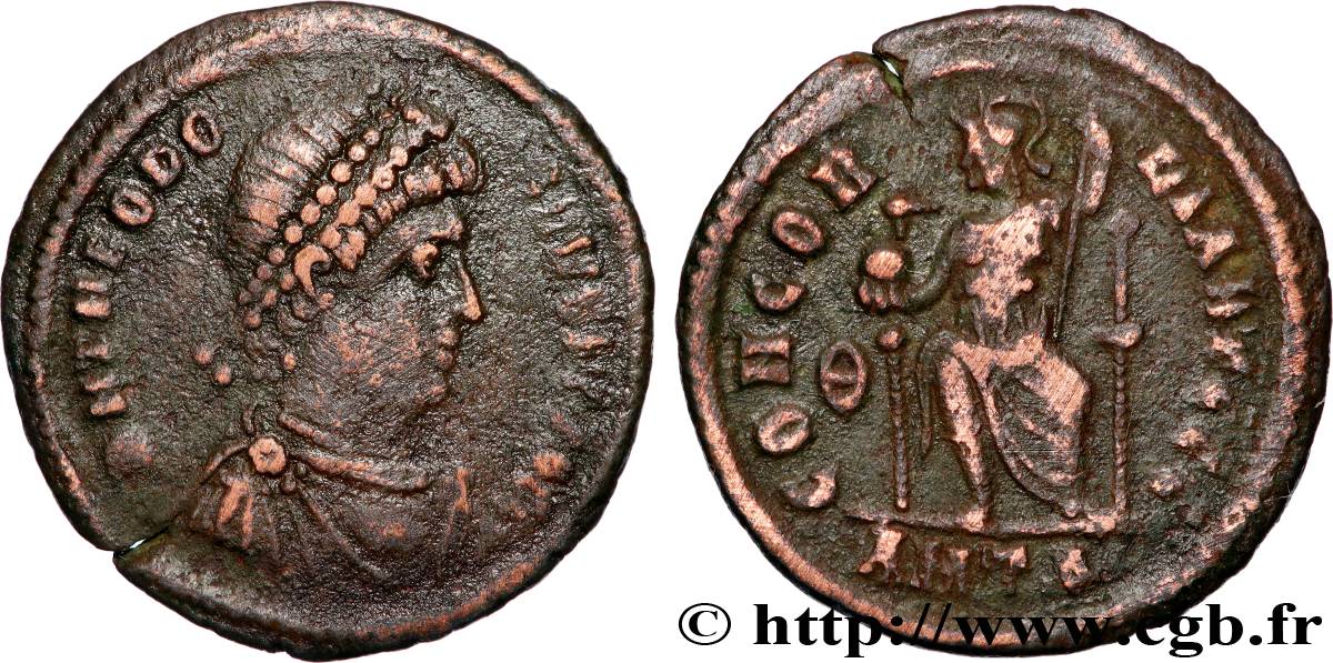 THÉODOSE Ier Nummus, (PB, Æ 3) TTB