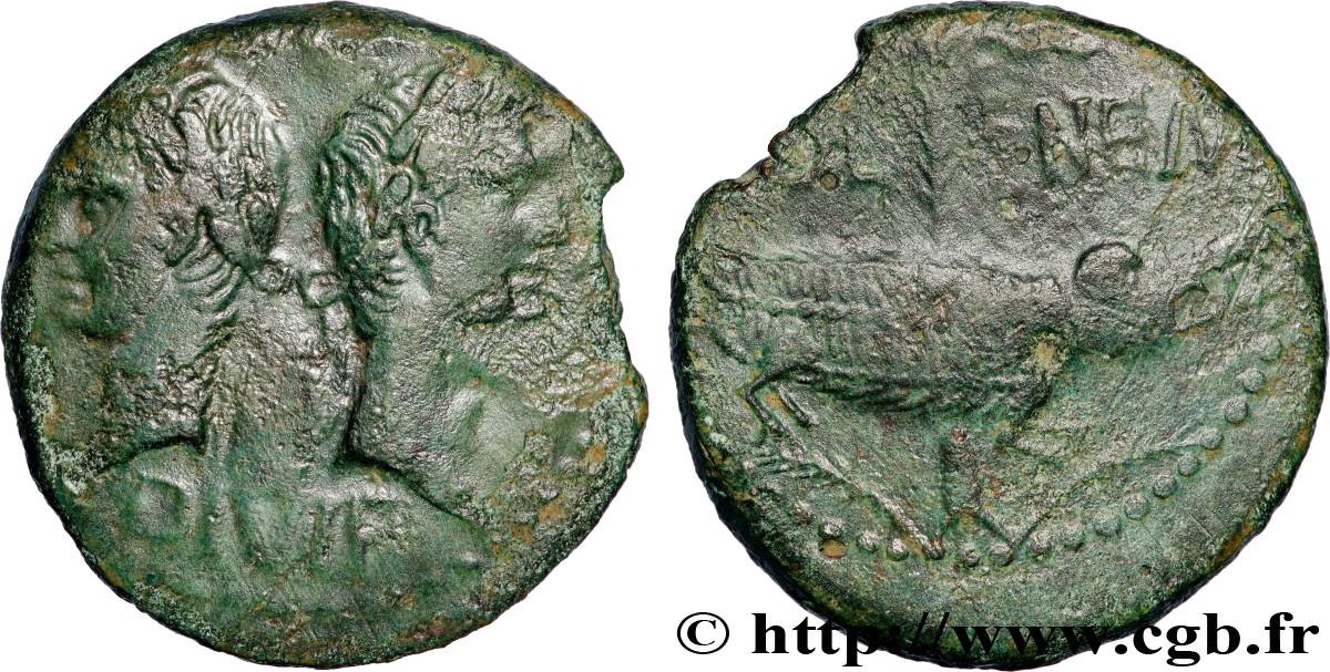 AUGUSTE et AGRIPPA Dupondius COL NEM (as) TB+