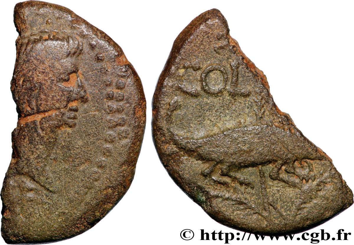 NEMAUSUS - NÎMES Dupondius COL NEM (as), coupé en deux VF