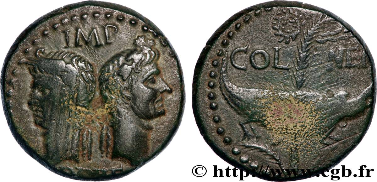 AUGUSTE et AGRIPPA Dupondius COL NEM (as) TTB