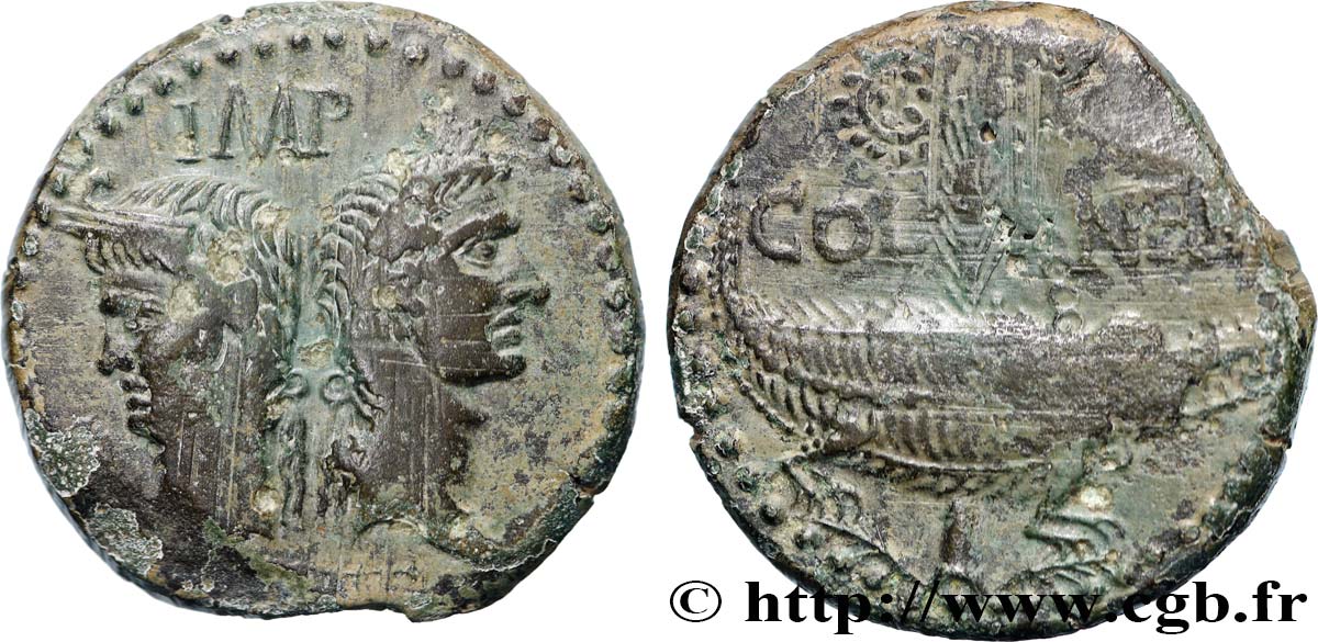 AUGUSTE et AGRIPPA Dupondius COL NEM (as) TTB