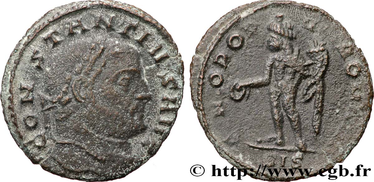 CONSTANCE Ier CHLORE Quart de follis ou quart de nummus TTB