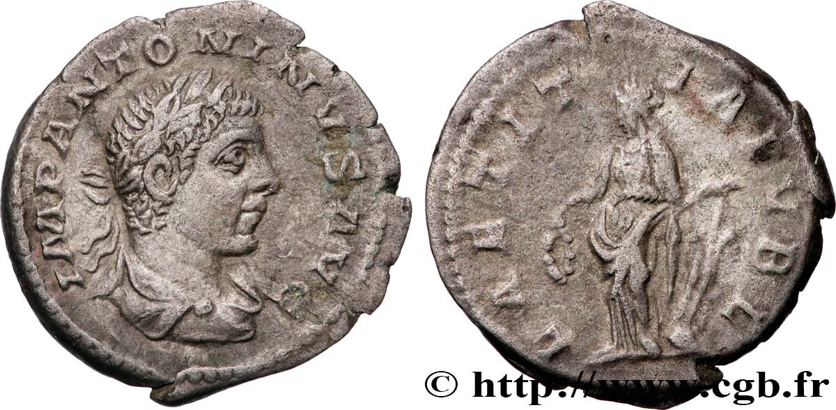 ELAGABALUS Denier AU/XF