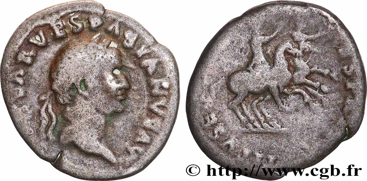 VESPASIEN, TITUS et DOMITIEN Denier TB+