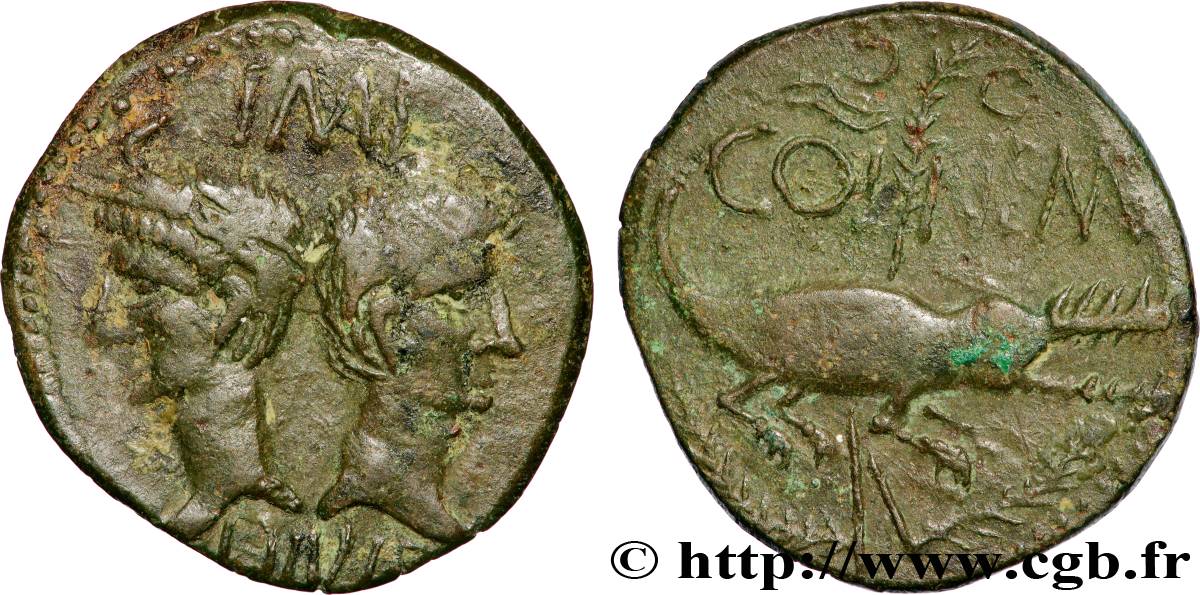 AUGUSTUS and AGRIPPA Dupondius XF