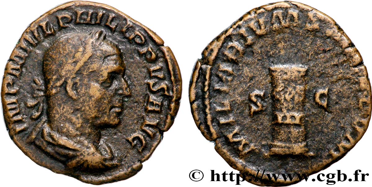 PHILIPPE Ier L&nbsp;ARABE Sesterce TTB