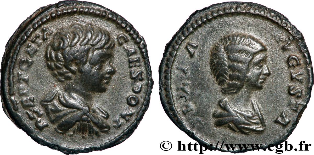 JULIA DOMNA, CARACALLA and GETA Denier XF