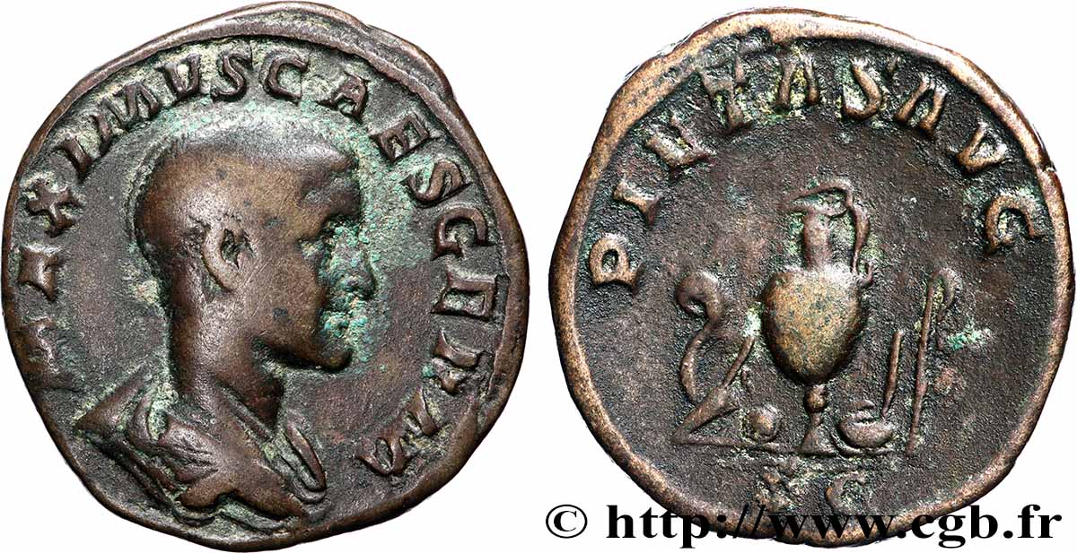 MAXIME CÉSAR Sesterce TTB/TB+