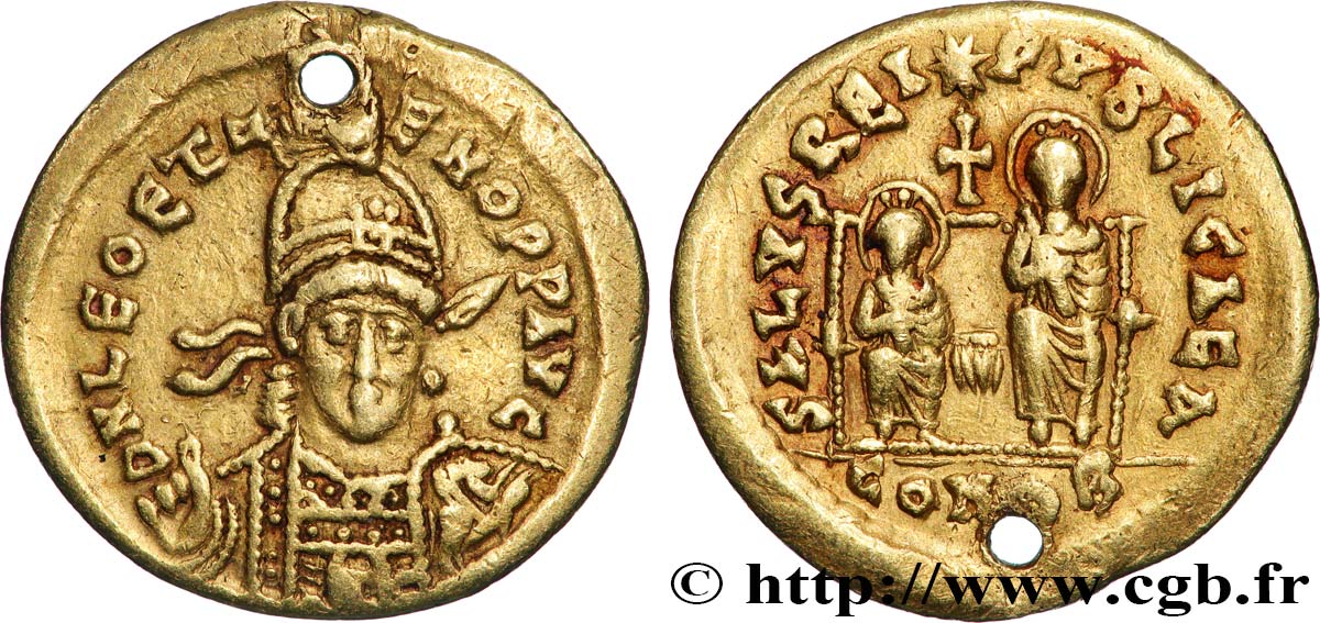 ZÉNON et LÉON II CÉSAR Solidus TTB+/TTB