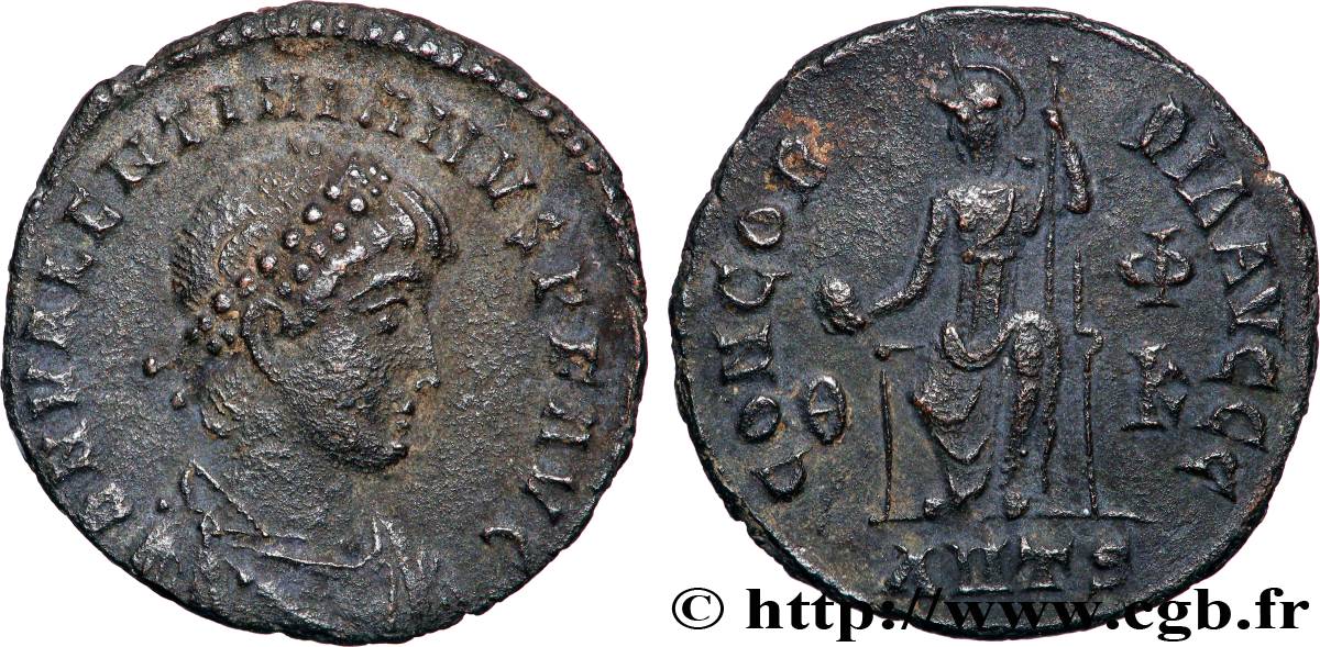 VALENTINIEN II Nummus TTB+