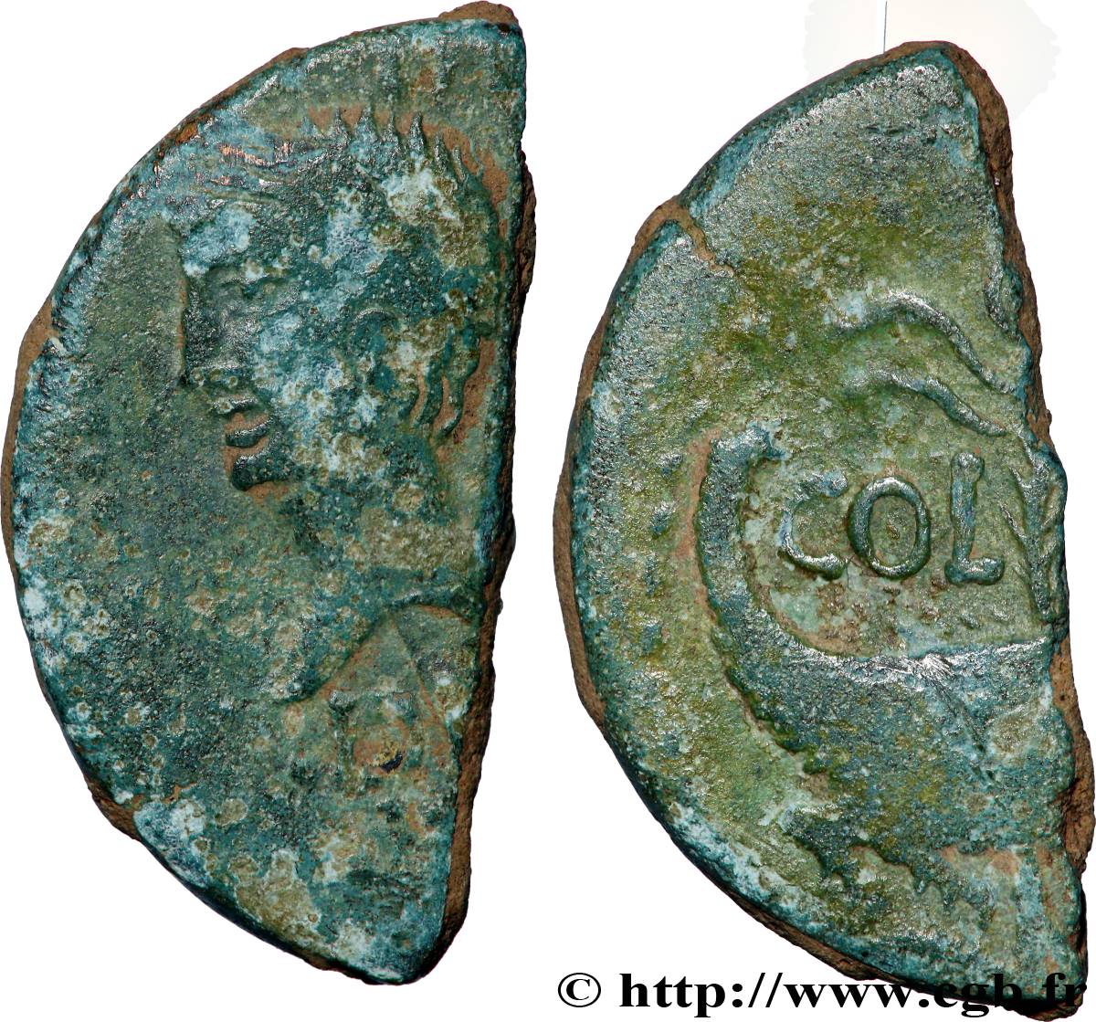 NEMAUSUS - NÎMES Dupondius COL NEM (as), coupé en deux fSS