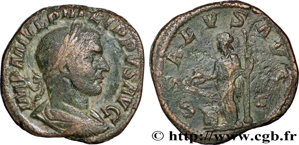 PHILIPPUS I. ARABS Sesterce fSS
