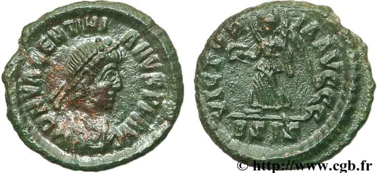 VALENTINIEN II Nummus, (PBQ, Æ 4) FDC