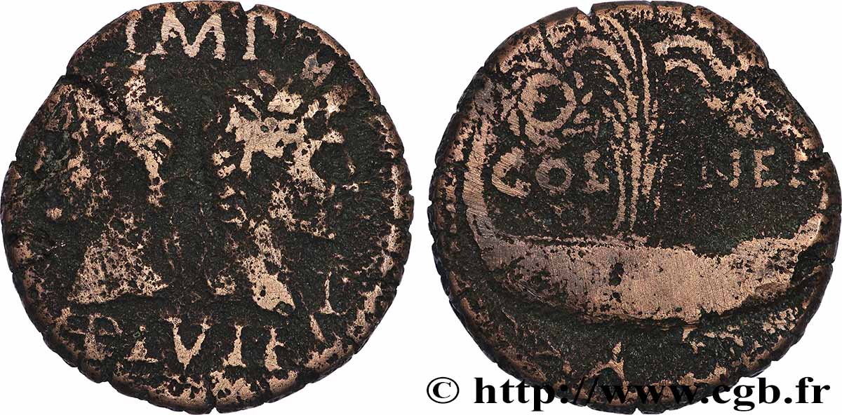 NEMAUSUS - NIMES - AUGUSTUS and AGRIPPA Dupondius COL NEM (as) VF