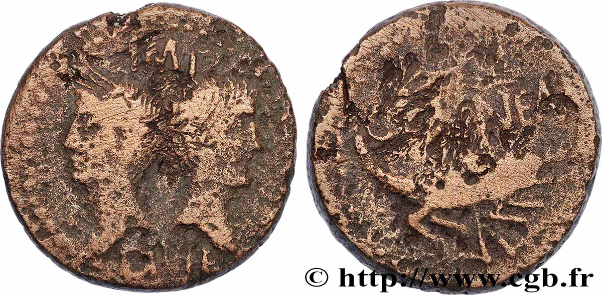 NEMAUSUS - NIMES - AUGUSTUS and AGRIPPA Dupondius COL NEM (as) VF