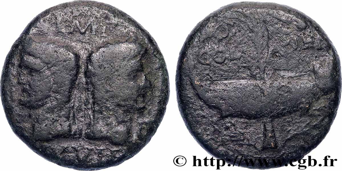 NEMAUSUS - NIMES - AUGUSTUS and AGRIPPA Dupondius COL NEM (as) VF
