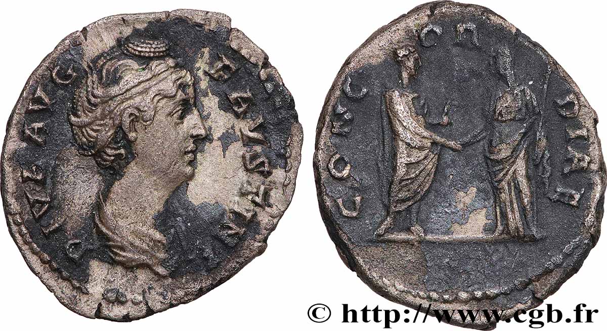 FAUSTINA MOTHER Denier AU/XF