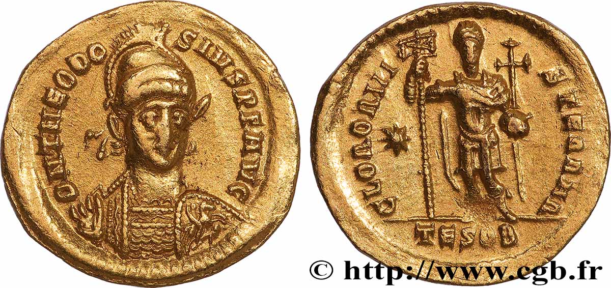THEODOSIUS II Solidus AU/AU