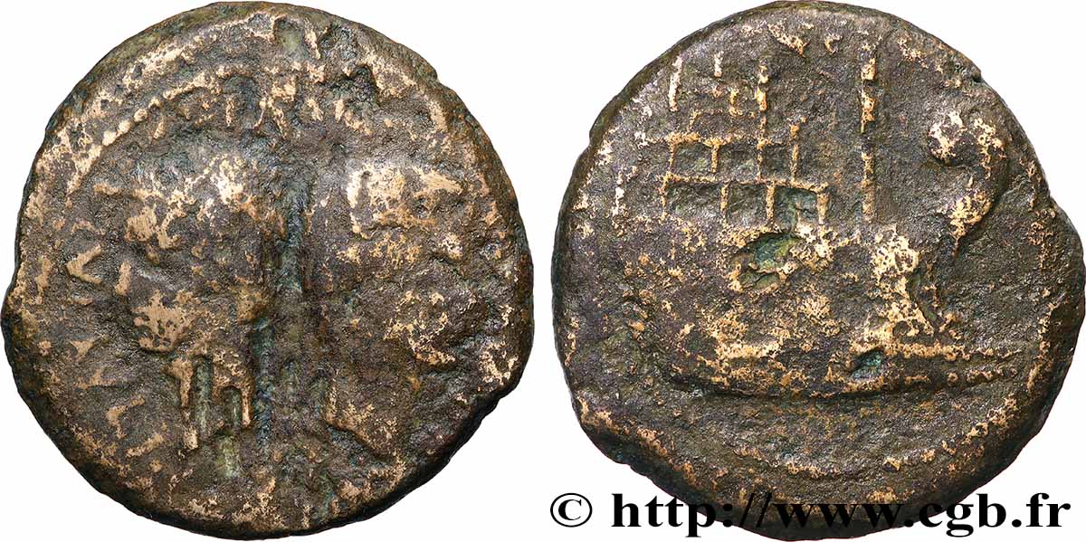 GALLIEN - VIENNA - IULIUS CAESAR und OCTAVIANUS Dupondius fSS