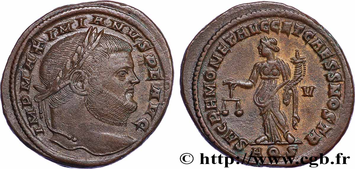 MASSIMIANO ERCOLE Follis ou nummus SPL/q.SPL