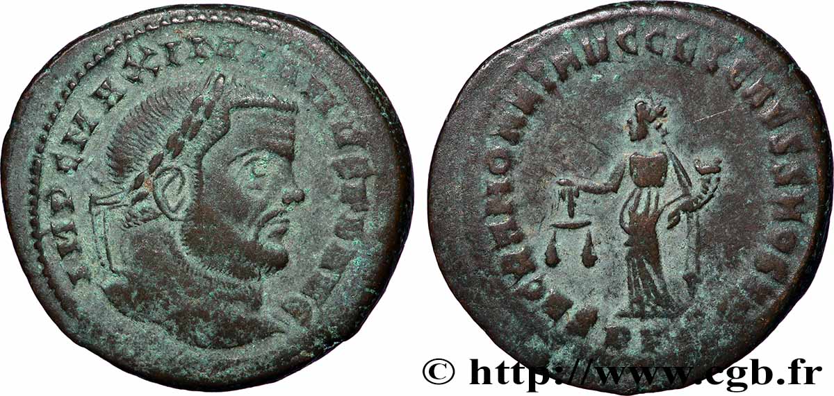 MAXIMIEN HERCULE Follis ou nummus TTB/TB+