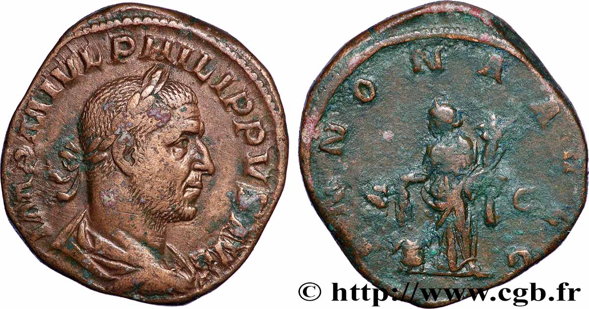 PHILIPPUS I. ARABS Sesterce SS/fSS