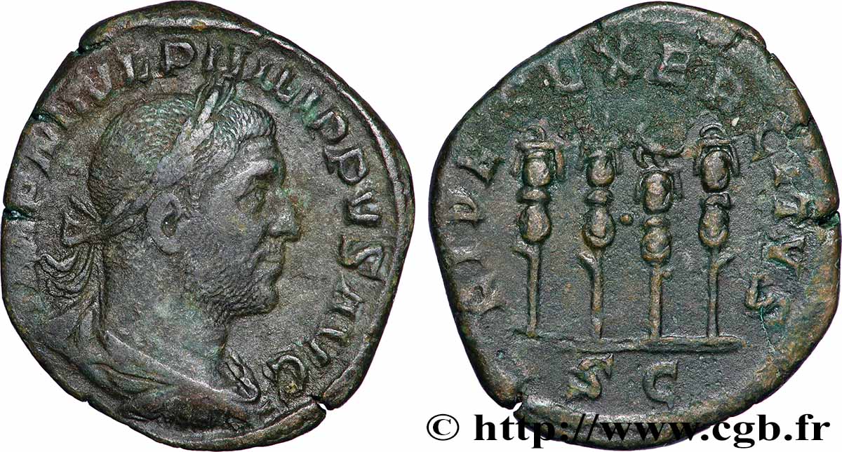 PHILIPPE Ier L&nbsp;ARABE Sesterce TTB
