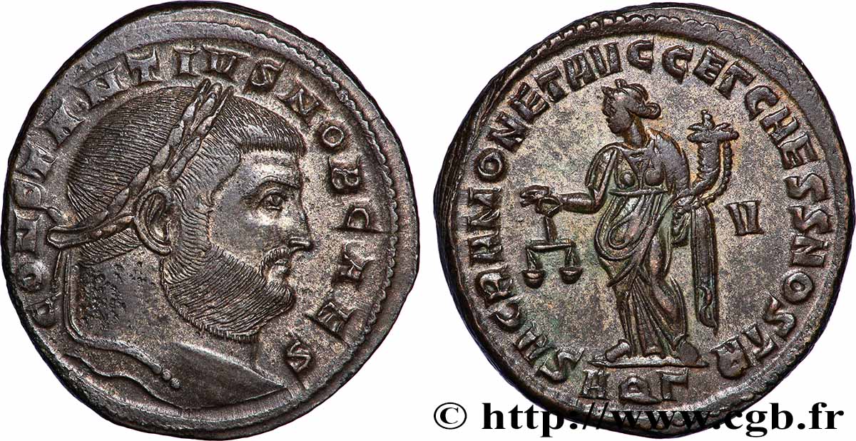CONSTANCE Ier CHLORE Follis ou nummus SUP