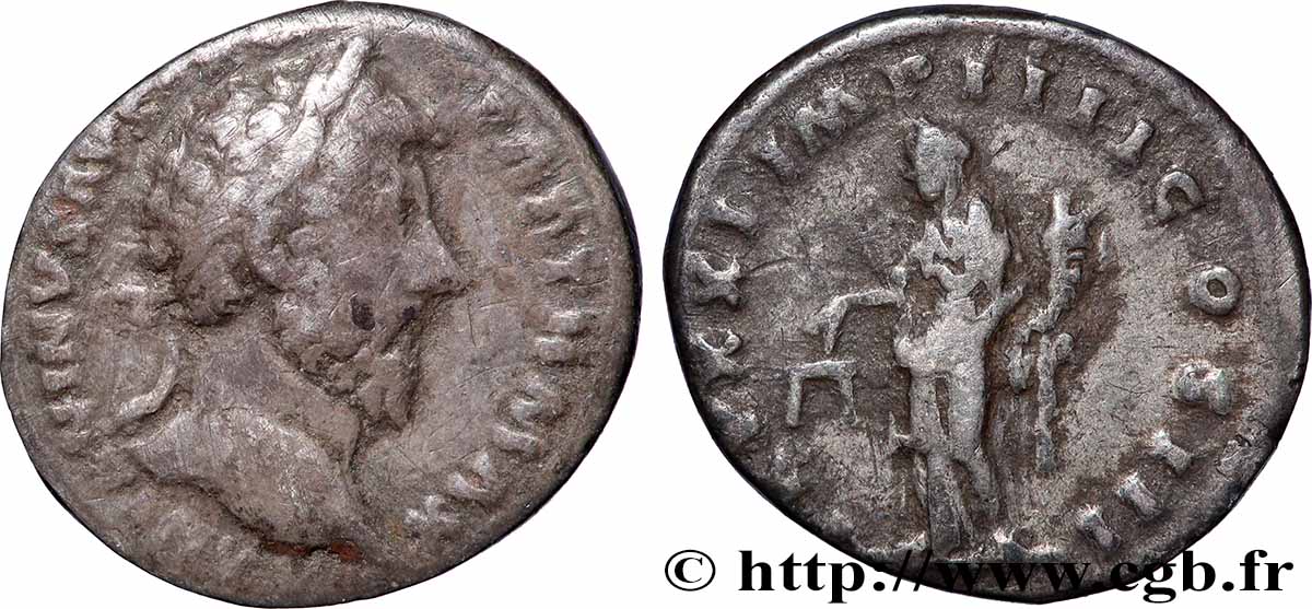 MARCUS AURELIUS Denier XF