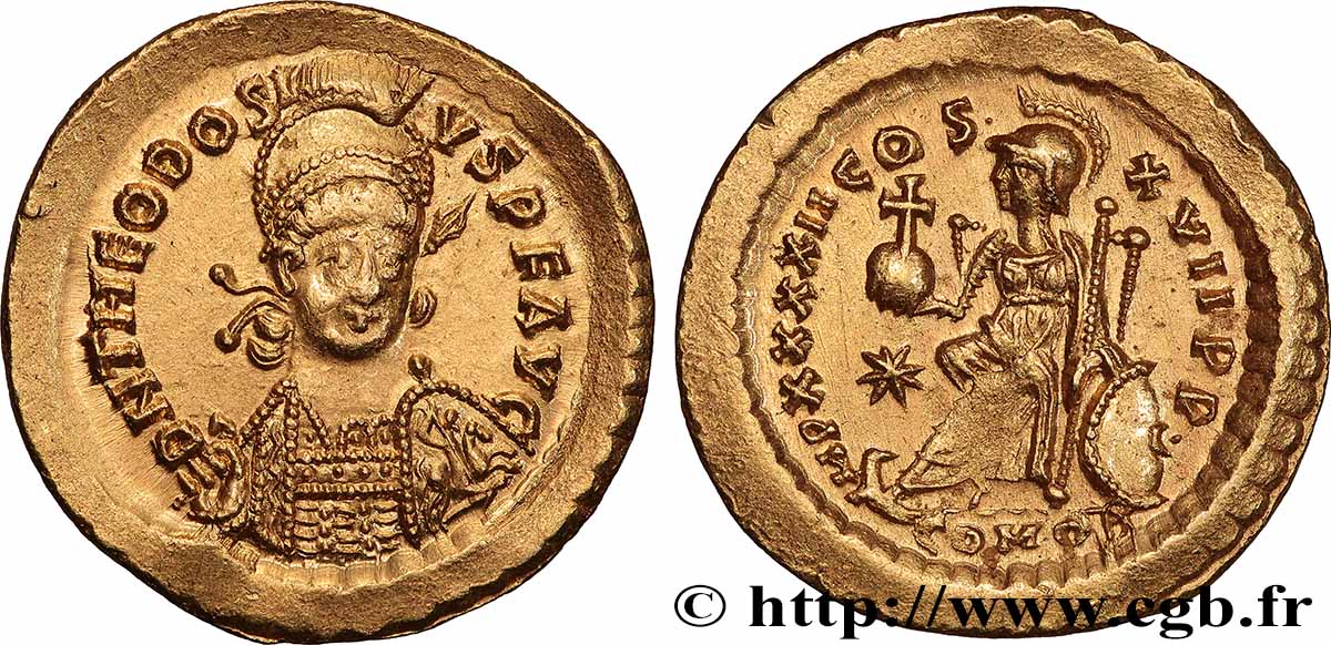 THEODOSIUS II Solidus AU/MS
