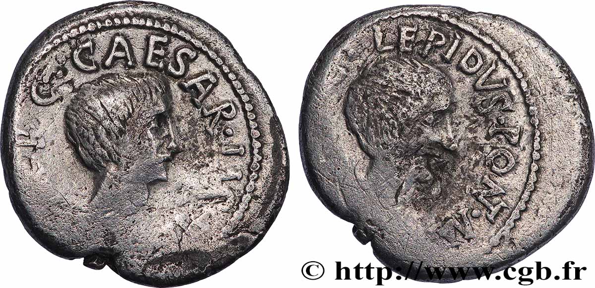 LEPIDUS AND OCTAVIAN Denier BC+