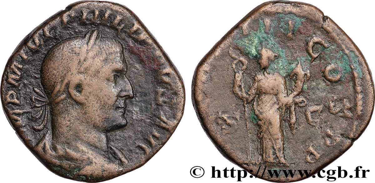 PHILIPPE Ier L&nbsp;ARABE Sesterce TTB/TB+