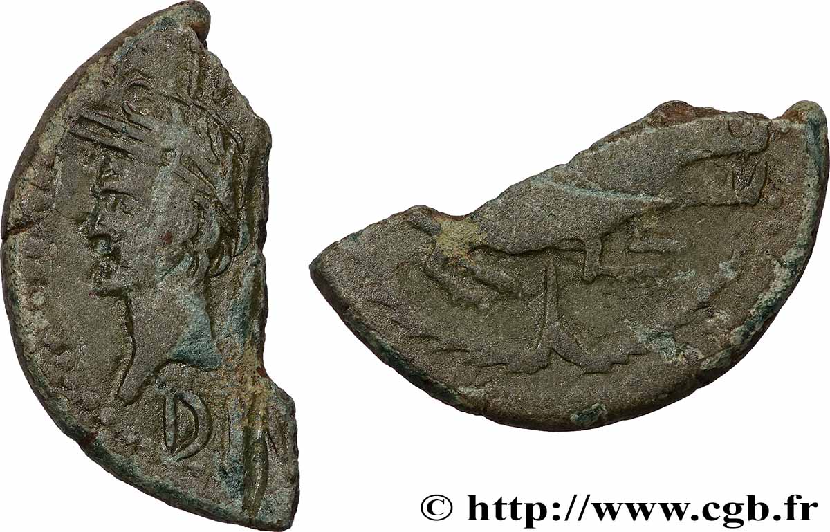 NEMAUSUS - NÎMES Dupondius COL NEM (as), coupé en deux XF/VF