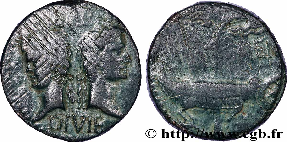 AUGUSTE et AGRIPPA Dupondius COL NEM (as) TB+