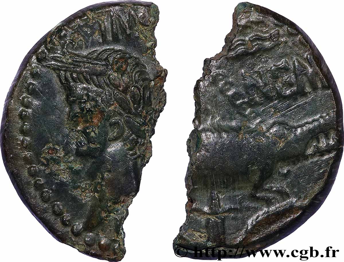 NEMAUSUS - NÎMES Dupondius COL NEM (as), coupé en deux TTB/TB+