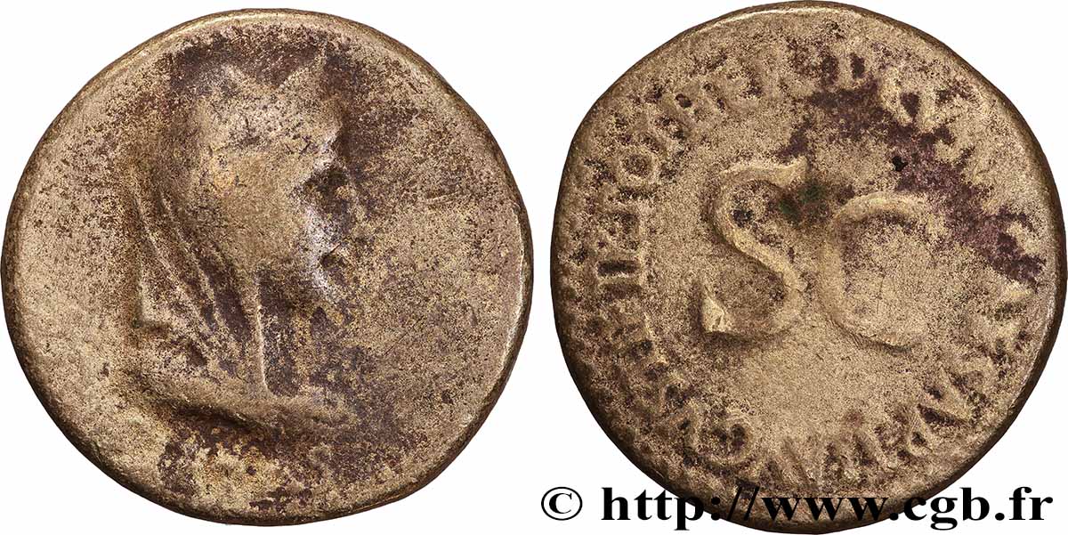 DIVIN AUGUSTE et LIVIE  Dupondius VF