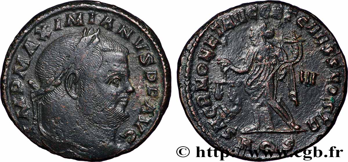 MAXIMIEN HERCULE Follis ou nummus TB+