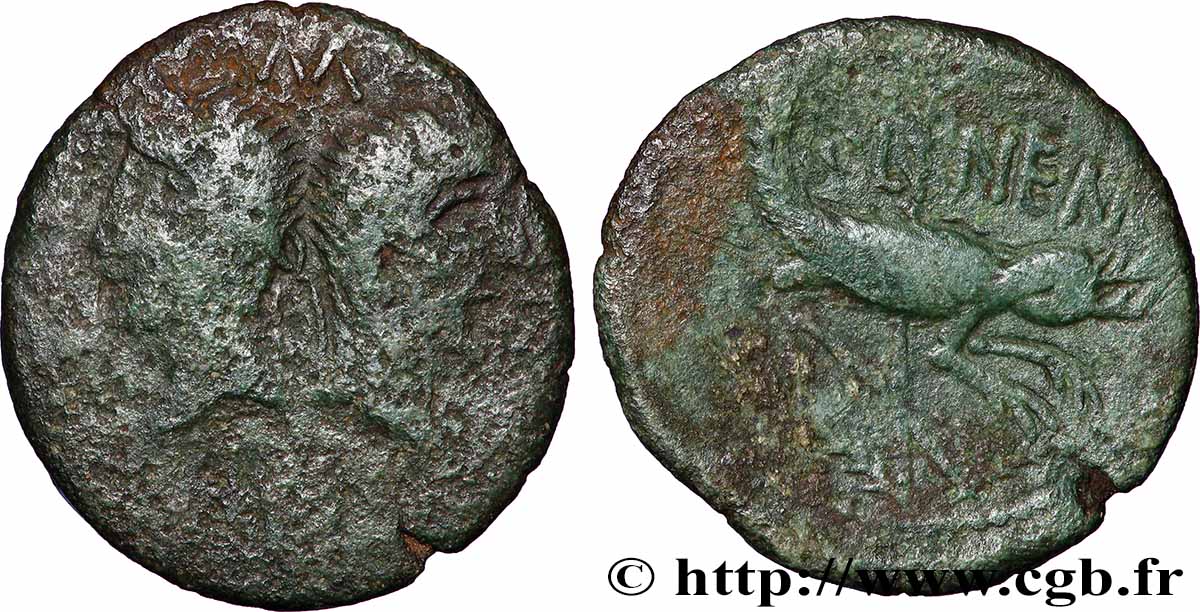 NEMAUSUS - NÎMES - AUGUSTE et AGRIPPA Dupondius COL NEM (as) TB