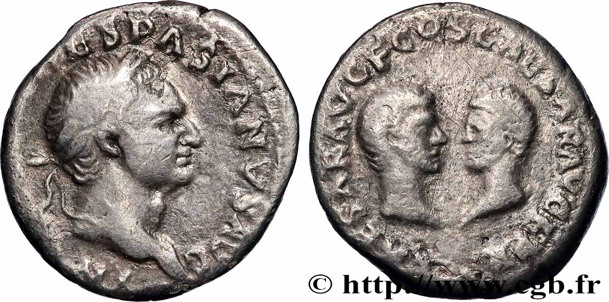 VESPASIAN, TITUS and DOMITIAN Denier XF
