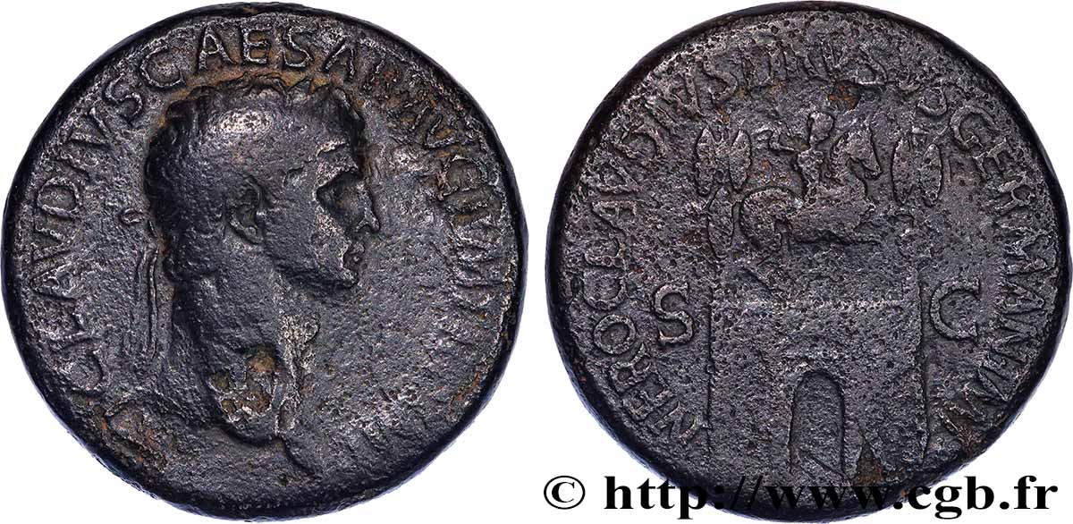 CLAUDIUS and NERO DRUSUS Sesterce VF