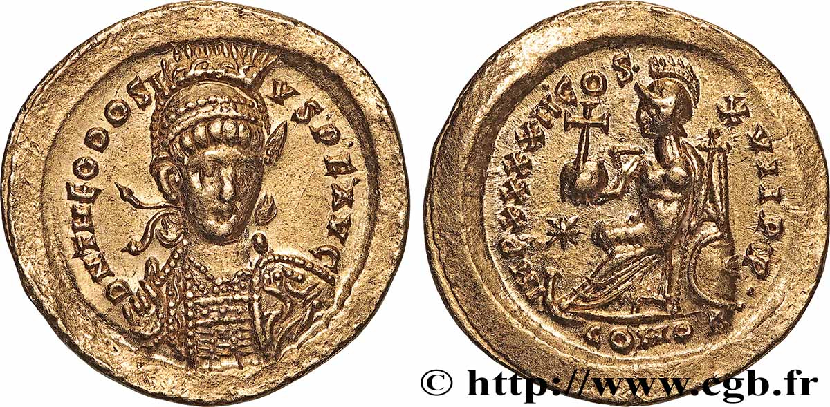 THÉODOSE II Solidus SUP/SPL