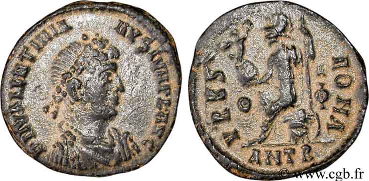 VALENTINIANO II Nummus, (PB, Æ 3) q.SPL